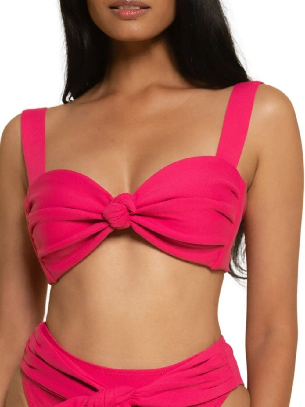 MONTCE Hayden Knotted Bikini Top Size L Raspberry Pink Wide Straps NEW